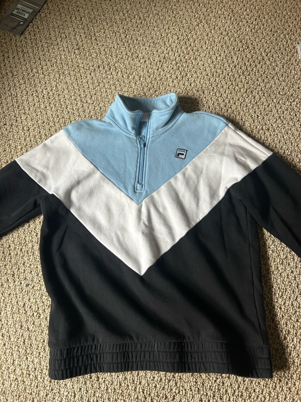 Fila Women’s Light Blue/White/Black Chevron Zip-Up Sweater